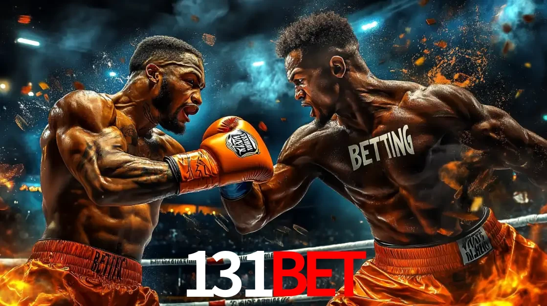 Dois boxeadores em uma luta intensa e explosiva, representando a adrenalina e as oportunidades de apostas em esportes de combate disponíveis na plataforma 131bet.